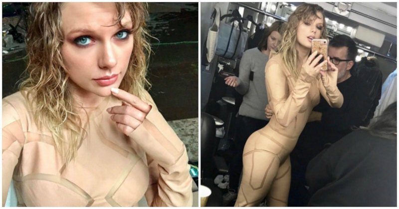 Taylor Swift semidesnuda preparándose para un videoclip